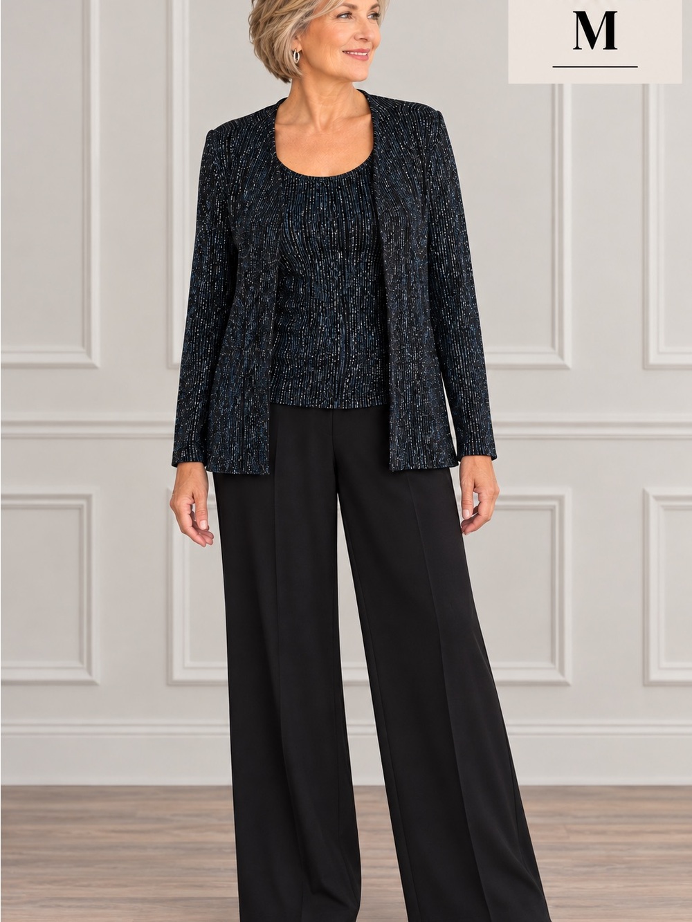 Xscape Black Wide-Leg Dress Pants